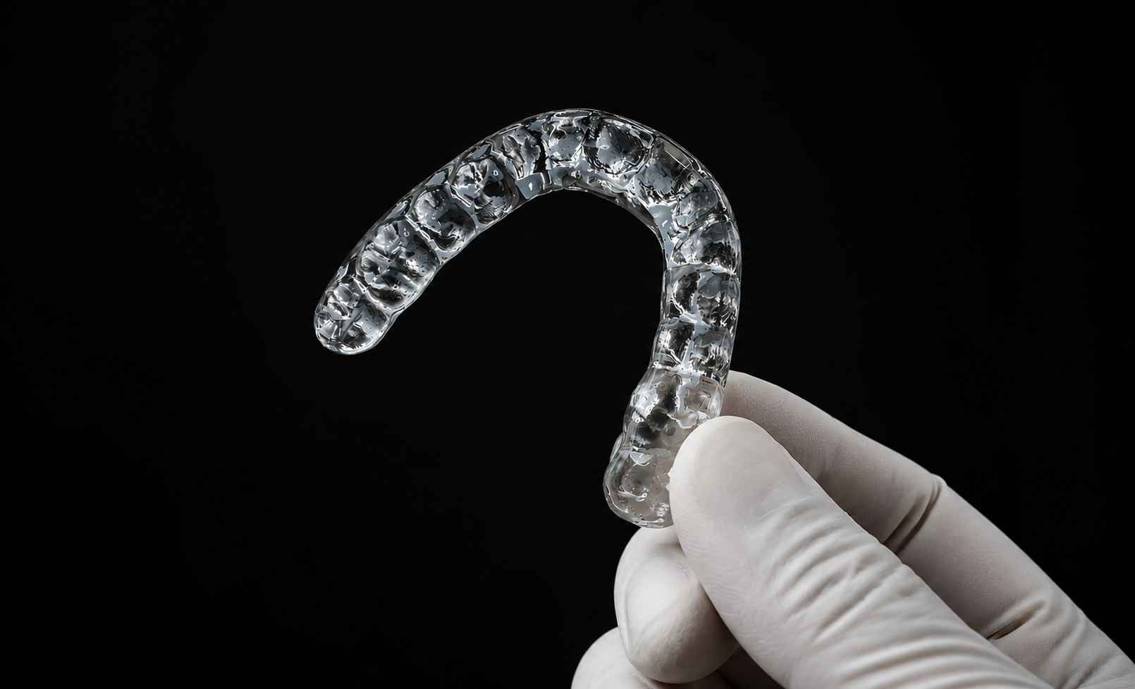 Placa oclusal finalizada com marcações
